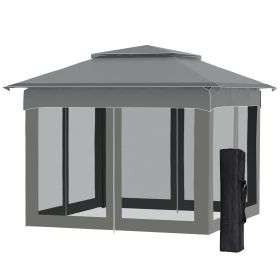 11x11 Outdoor Canopy, Portable Gazebo with Zipper Netting & Carry Bag Perfect for Backyard, Patio, Garden, Camping, Dark Gray