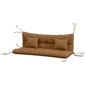 59" Tufted Bench Cushions & Throw Pillows, Replacement Bench Seat Pad, Back & 2 Pillows for Outdoor Furniture, Tan