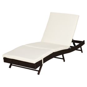 Patio Chaise Lounge, Pool Chair with 5 Position Adjustable Backrest & Cushion, Outdoor PE Rattan Wicker Sun Tanning Seat, 78.75" x 28" x 35", Co