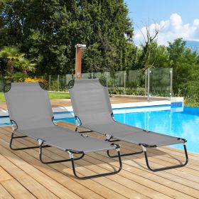 2 Piece Folding Chaise Lounge Pool Chairs