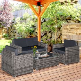 4 Piece Patio Furniture Set with Cushions