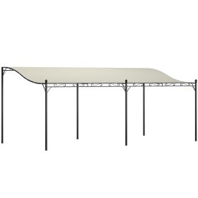 10' x 20' Wall-Mounted Outdoor Pergola Canopy, Metal Patio Canopy with Drainage Holes for Backyard Garden, Cream White