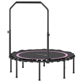 Soozier 45" Rebounder Trampoline for Adults, Foldable Mini Trampoline with Adjustable Handle Bar for Indoor Outdoor, Pink