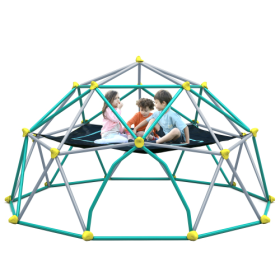 13-foot Geometric Dome Climber Play Center, Children's Climbing Dome Tower With Hammocks, Rust-resistant And UV-resistant Steel Support 1000 Poun (Option: Green)