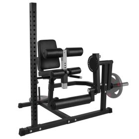 Only Supports Self Pickup  Leg Extension And Curl Machine, Adjustable Plate Lower Body Specific Leg Machine With Squat Rack, Tones Leg Muscles, H (Option: Black)