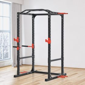 Adjustable Power Tower Dip Station Pull Up Bar Squat Rack Power Cage At Home Workout Equipment, Upper Body Strength Training Equipment (Option: Black)