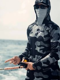 Fishing Hoodie Face Mask Neck Cover Sailing Shirt Summer Men Long Sleeve Sun Protection Hunting Jersey Camisa De Pesca Performance Fish Gear Beac (Option: 6XL)