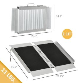 Skidproof Portable Wheelchair Ramp For Home, Steps, Doorways, Carpeted Foldable Handicap Ramp, Threshold Ramp (Option: Silver and Black)