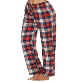 Women's Stretch Plaid Casual Pants With Pockets (Option: Dark Red-XXL)