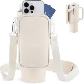 Slok Water Bottle Carrier Bag, Compatible With 40oz Tumbler With Handle, Modern Water Bottle Holder With Simple Adjustable Strap For Outdoor Walk (Option: Apricot)