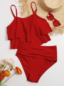 Women's Two-piece Casual Swimsuit P279-02 (Option: Red-M)