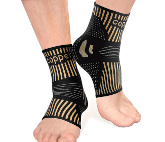 1 Pair Copper Ankle Support Sleeves Unisex Wicking With Arch Heel Stabilization Ideal For Basketball Tennis Running (Option: L)