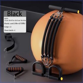 Tummy Torture Unisex Multi-Function Resistance Band For Leg & Abdominal Training At Home Anti-Break Four-Strand Design Latex Foot Pedal Puller (Option: 100bl black  Chest expander)