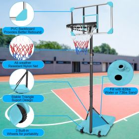1Set Portable Kids Basketball Hoop With Wheels, Height Adjustable 5.6 To 7ft Basketball Goal System Indoor Outdoor For Kids Teens Adults For Chri (Option: Blue)