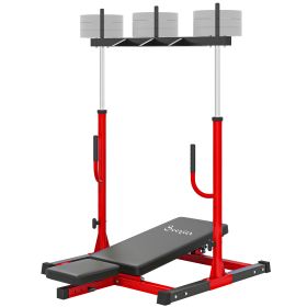 Vertical Leg Press Machine with Adjustable Leg, Back, and Head Positions, 1" Standard Plate Compatible, Red (Option: Red-1160x470x310 mm)
