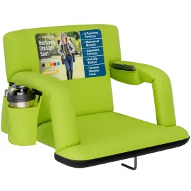 Alpcour Reclining Stadium Seat - Waterproof Foldable Camping Chair With Extra Thick Padding And Wide Back Support (Option: Lime-Wide)