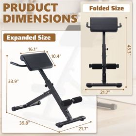 Roman Chair Hyperextension Bench, Adjustable Back Extension Machine, Foldable, Heavy Duty Frame For Glutes, Hamstrings And Core (Option: Black)