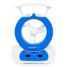 Desk Cooling Fan With 180Degree Adjustable LED Lamp Baby Stroller Fan Emergency Flashlight Torch For Household Camping Traveling (Option: Blue)