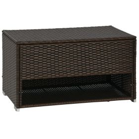 Outdoor Deck Box & Shoe Storage, PE Rattan Wicker Towel Rack with Liner for Indoor, Outdoor, Patio Furniture Cushions, Pool, Garden Tools, Brown (Option: Brown-1010x150x635 mm)