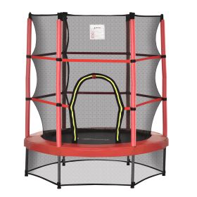 Φ5FT Kids Trampoline with Enclosure Net for Age 3 to 6 Years Red (Option: Red-770x330x220 mm)