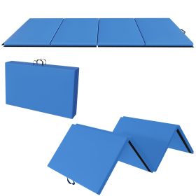 Only Supports Self Pickup  Folding Gym Mat With Carrying Handle For Protective Flooring In Mixed Martial Arts, Gymnastics, And Home Gyms, 2 Inch (Option: Blue)