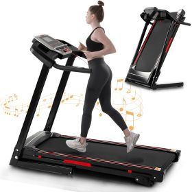 Folding Treadmills 3.5HP Portable With Incline Electric Treadmill Running Walking (Option: Black)