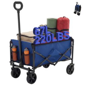 Foldable Trolley, With Wheels, Foldable, Large Capacity, 330 Pounds, Multi-functional Trolley, Heavy-duty Design, With Elastic Handles (Option: Blue5in)