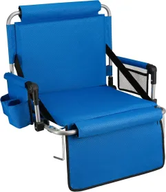 Alpcour Stadium Seat - Foldable, Padded Bleacher Chair With Backrest, Armrest, Pockets, & Cup Holder (Option: RoyalBlue-21Wide)