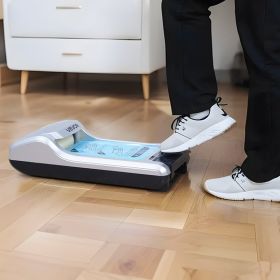 Shoe Cover Machine Disposable Automatic Shoe Cover Dispenser Fits Up To US 11 (Option: Silver)