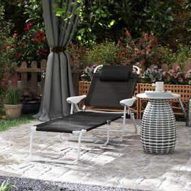 Folding Chaise Lounge (Option: Black-895x150x660 mm)