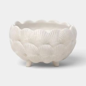 8-Inch Ceramic Clam Shell Planter – Ivory Outdoor Flower Pot For Patio & Garden (Option: 85)