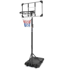 1Set Portable Kids Basketball Hoop With Wheels, Height Adjustable 5.6 To 7ft Basketball Goal System Indoor Outdoor For Kids Teens Adults For Chri (Option: Transparent)
