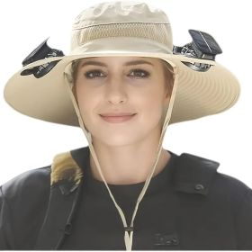 Solar Cooling Hat With Built-in USB Fan - For Outdoor Camping, Beach, And Construction - Lightweight And Breathable Sun Protection Hat For Men An (Option: Khaki 1ps)