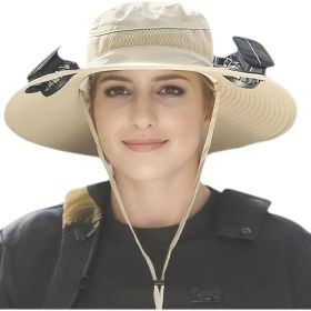 Solar Cooling Hat With Built-in USB Fan - For Outdoor Camping, Beach, And Construction - Lightweight And Breathable Sun Protection Hat For Men An (Option: Khaki 1ps)