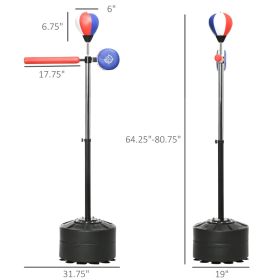 Soozier Free Standing Boxing Bag With Stand, Punching Speed Bag Reaction Bar Challenge With Suction Cups, 64-81in Adjustable Height For Teenagers (Option: Black Red and Blue)