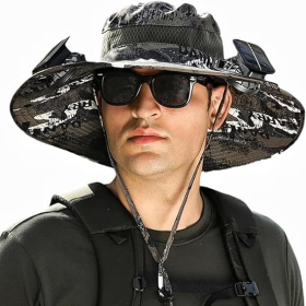 Unisex Wide Brim Solar Fan Outdoor Fishing Hat-Solar & USB Charging, Sunscreen Sun Hat With Fan, Camping Uv Protection (Option: S1)