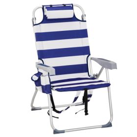 63x70x99cm Heightened Oxford Cloth Silver White Aluminum Tube Bearing Beach Chair Blue Stripes (Option: 14845810)