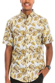 Hawaiian Print Button Down Shirt (Color: MULTI, size: M)