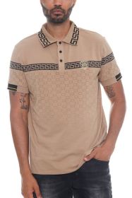 Version Couture Brand Polo Button Down Shirt (Color: Khaki, size: 2XL)