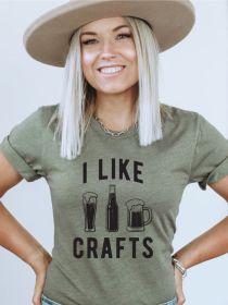 I Like Crafts Beer Crew Neck Softstyle Tee (Color: Military Green, size: S)