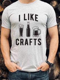 I Like Crafts Beer Crew Neck Softstyle Tee (Color: Oxford, size: M)