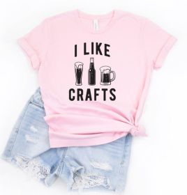 I Like Crafts Beer Crew Neck Softstyle Tee (Color: Soft Pink, size: M)