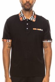 Checkered Plaid Short Sleeve Ploto Shirt (Color: Black, size: 3XL)