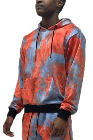 Mens Cotton Tye Dye Hoodie (Color: BLUE PINK, size: 2XL)