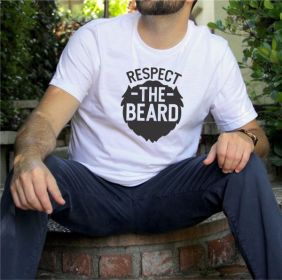 Respect the Beard Mens Tee (Color: White, size: XL)