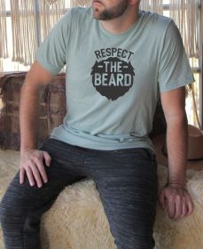 Respect the Beard Mens Tee (Color: Prism Dusty Blue, size: S)
