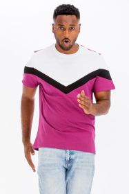 COLOR BLOCK TSHIRT (Color: fuchsia/black, size: 2XL)
