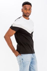 COLOR BLOCK TSHIRT (Color: BLACK GREY, size: L)