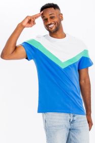 COLOR BLOCK TSHIRT (Color: BLUE/GREEN, size: L)