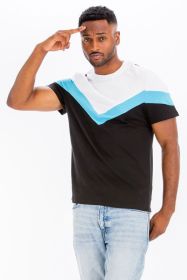 COLOR BLOCK TSHIRT (Color: BLACK BLUE, size: 2XL)